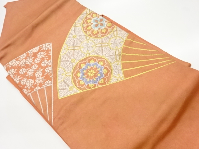 JAPANESE KIMONO / VINTAGE NAGOYA OBI / WOVEN FLOWER CREST & SAKURA